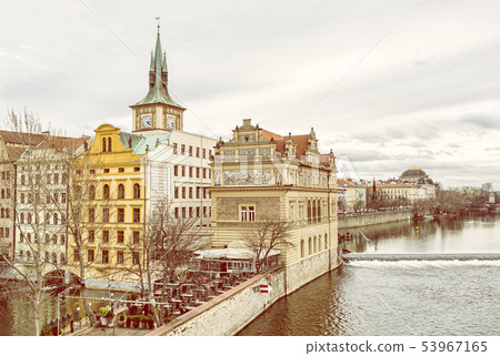 Old historical town Prague with Vltava river, 53967165