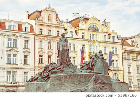 Jan Hus Memorial, Old Town Square, Prague, Czech Jan Hus Memorial, Old Town Square, Prague, Czech 53967166