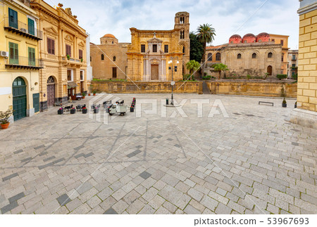 Palermo. The old stone church of Martorana on Bellini Square. 53967693