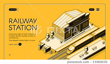 Railway station isometric landing page 53968030