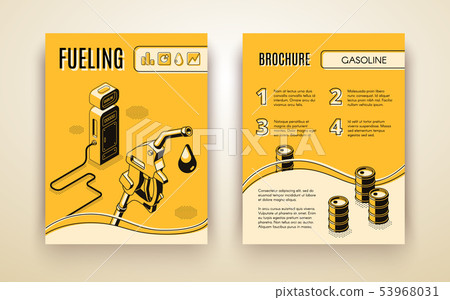 brochure template with isometric gas station 53968031