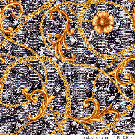 Golden baroque chain glamour snake skin seamless 53968300