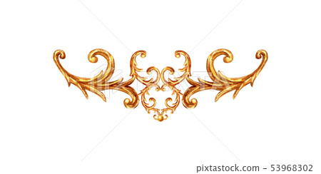 Gold ornament baroque style element vignette. Gold ornament baroque style element vignette. 53968302