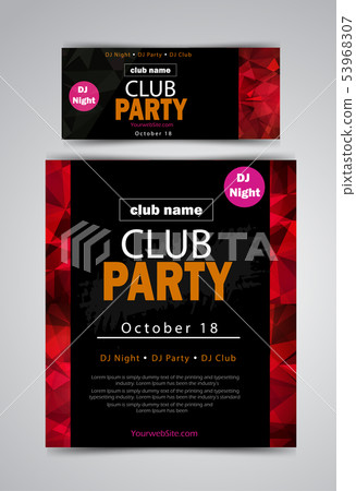 party flyer poster. Futuristic club flyer design template 53968307