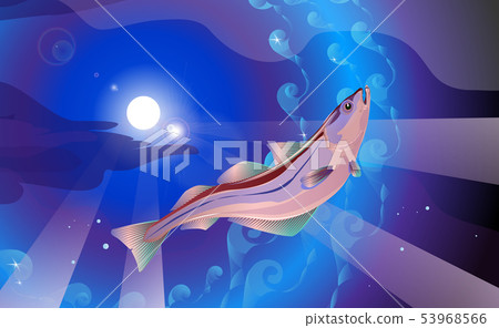 Background the lilac and blue tones. Pollock fish 53968566