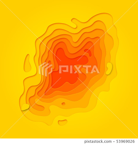 Papercut yellow layer paper cut pattern background 53969026
