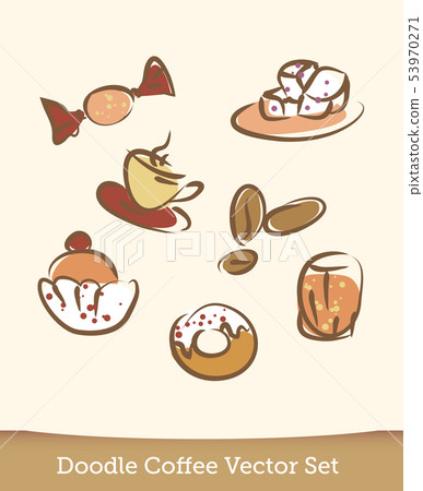 coffee doodle set isolated on white background. Vector 53970271