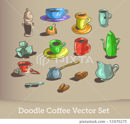 coffee doodle set isolated on white background. vector illustration coffee doodle set isolated on white background. vector illustration 53970275