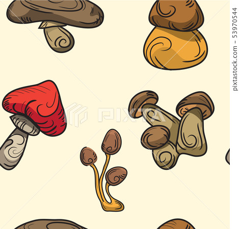 seamless pattern. mushrooms vector set. Vector 53970544