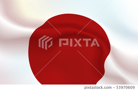 Background Japan Flag In Folds Tricolour Banner Stock