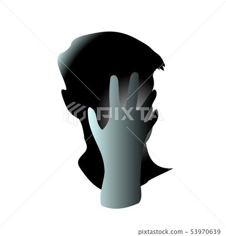 Close-up of his hand closed his men face Close-up of his hand closed his men face 53970639