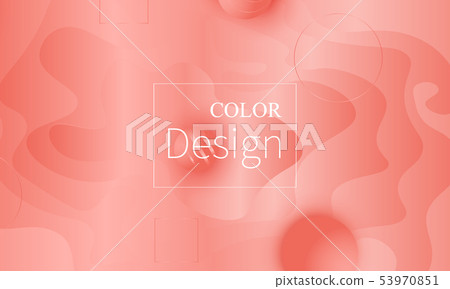Coral color background. Fluid shapes pattern. 53970851