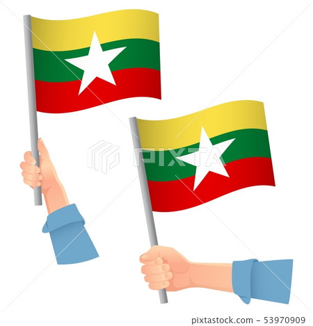 Burma flag in hand icon Burma flag in hand icon 53970909