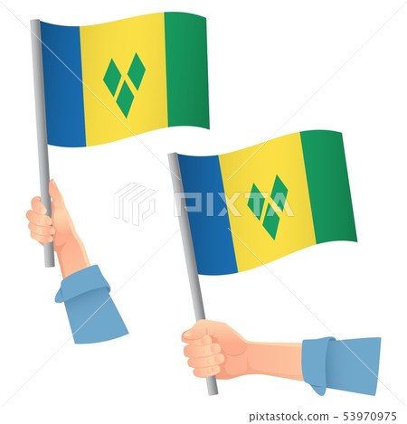 Saint Vincent and the Grenadines flag in hand icon 53970975