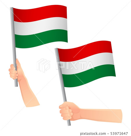 Hungary flag in hand icon Hungary flag in hand icon 53971647