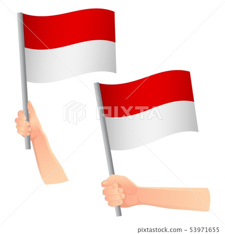 Indonesia flag in hand icon Indonesia flag in hand icon 53971655