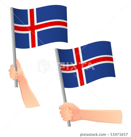 Iceland flag in hand icon Iceland flag in hand icon 53971657