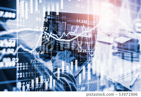 Stock market or forex trading graph and candlestic 53971906