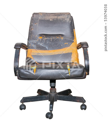Black Office Chair old damage leather and dirty 53974038