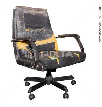 Black Office Chair old damage leather and dirty Black Office Chair old damage leather and dirty 53974039