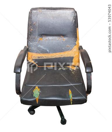 Black Office Chair old damage leather and dirty 53974043