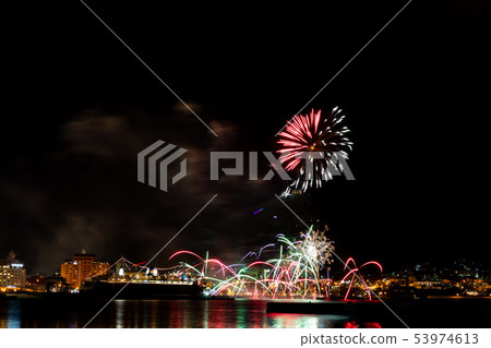 Fireworks display Colorful fireworks Hakodate Maritime Winter Fireworks 53974613