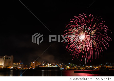 Fireworks display Otama Fireworks blooming in Hakodate Bay Hakodate Marine Winter Fireworks 53974616