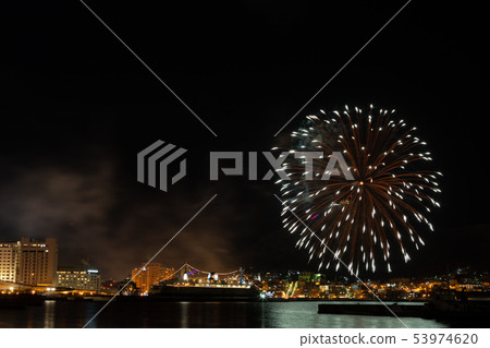 Fireworks display Otama Fireworks blooming in Hakodate Bay Hakodate Marine Winter Fireworks 53974620