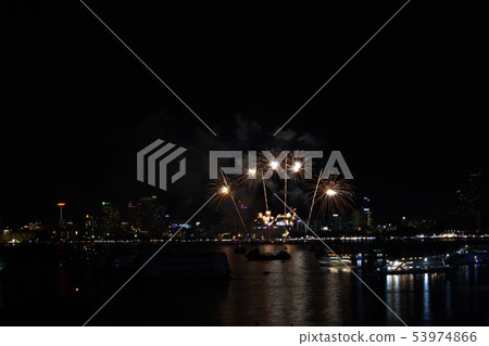 coconut long tail fireworks on beach and coconut long tail fireworks on beach and 53974866