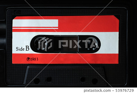Stack vintage compact cassette tape, Close up set Stack vintage compact cassette tape, Close up set 53976729