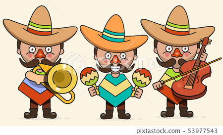 Mexican Musicians Vector Illustration With Three 53977543