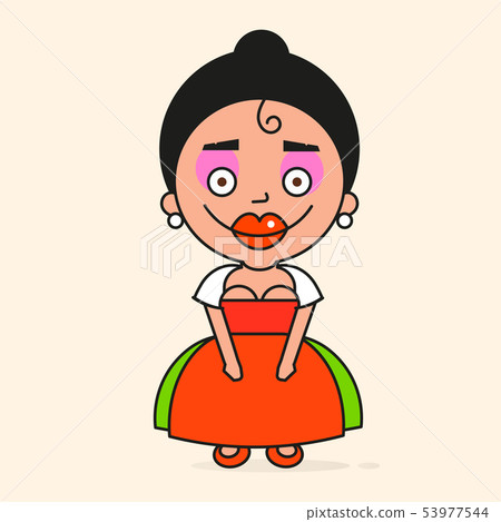 Mexican Cartoon Woman, Ready For Your Design, 53977544