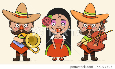 Mexican Musicians Vector Illustration With Two Men 53977597