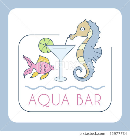 Childish summer holiday banner. Aqua bar. Vector. 53977784