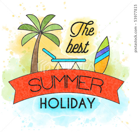 Watercolor summer holiday poster. Summer banner. 53977815