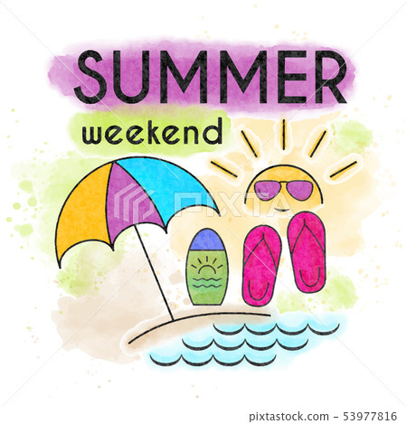 Watercolor summer holiday poster. Summer banner. 53977816