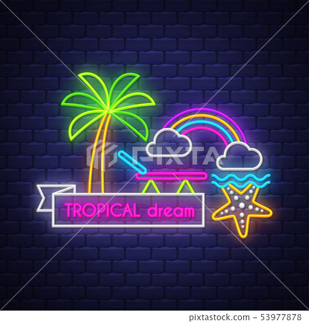 Summer holiday poster. Neon summer banner.  53977878