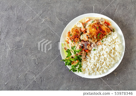 chicken stewed with cream white wine sauce chicken stewed with cream white wine sauce 53978346