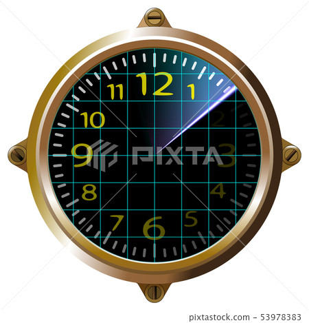 Futuristic clock yellow apparatus radar Futuristic clock yellow apparatus radar 53978383