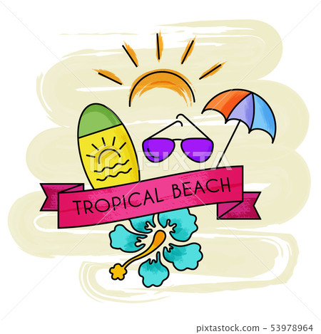 Watercolor summer holiday poster. Summer banner. 53978964