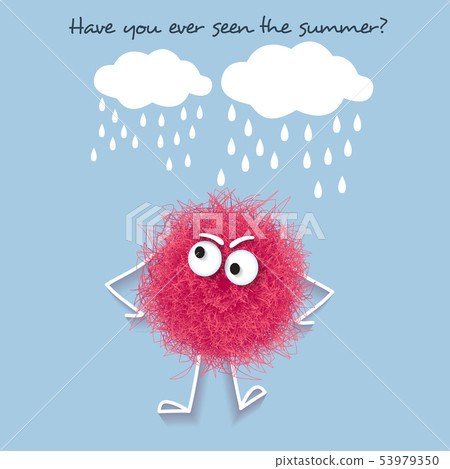 Funny summer banner with fluffy pink creature Funny summer banner with fluffy pink creature 53979350
