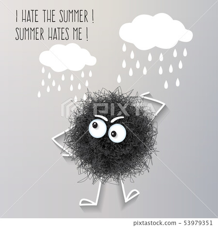 Sarcasm summer banner with fluffy black creature Sarcasm summer banner with fluffy black creature 53979351