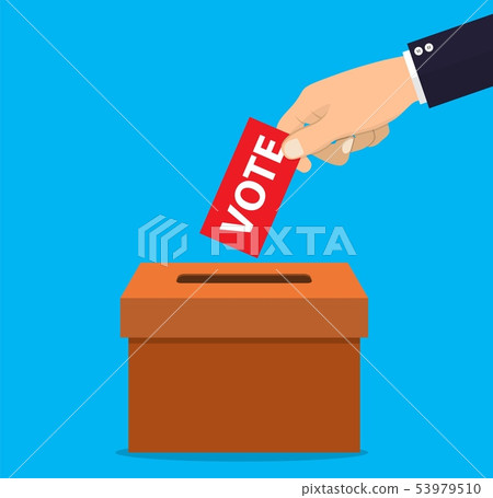Human hand putting voting pape Human hand putting voting pape 53979510