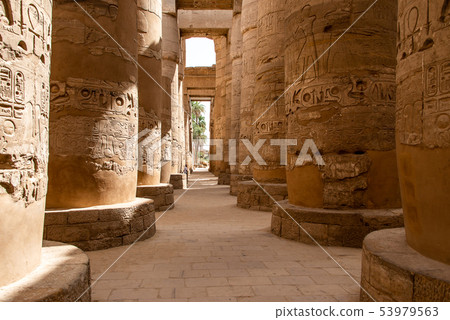 Anscient Temple of Karnak in Luxor - Archology Ruine Thebes Egypt beside the nile river 53979563