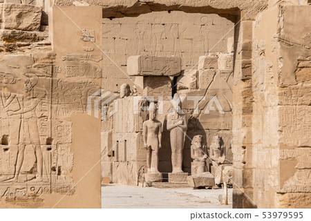 Anscient Temple of Karnak in Luxor - Archology Ruine Thebes Egypt beside the nile river 53979595
