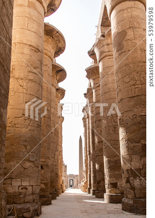 Anscient Temple of Karnak in Luxor - Archology Ruine Thebes Egypt beside the nile river 53979598