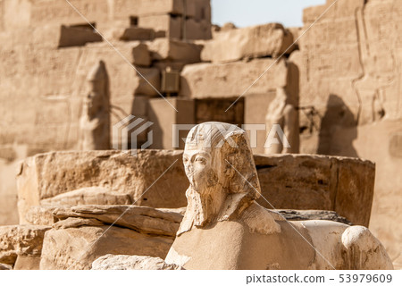 Anscient Temple of Karnak in Luxor - Archology Ruine Thebes Egypt beside the nile river 53979609