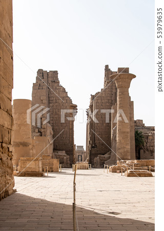 Anscient Temple of Karnak in Luxor - Archology Ruine Thebes Egypt beside the nile river 53979635
