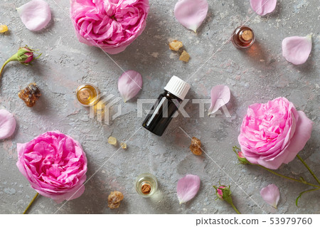 Essential oils with frankincense and rose de mai 53979760