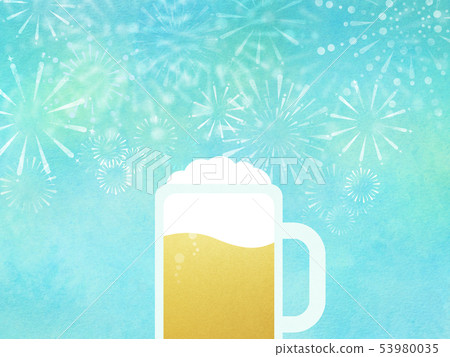 背景 - 啤酒 - 杯 - 藍色 - 煙花 53980035